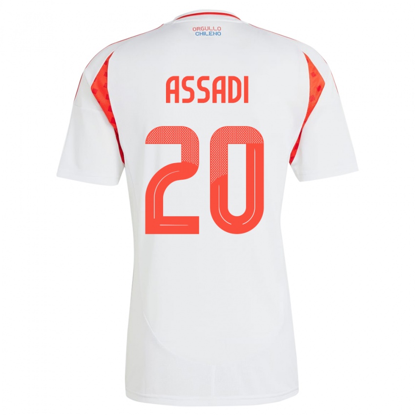 Niño Camiseta Chile Lucas Assadi #20 Blanco 2ª Equipación 24-26 La Camisa Perú