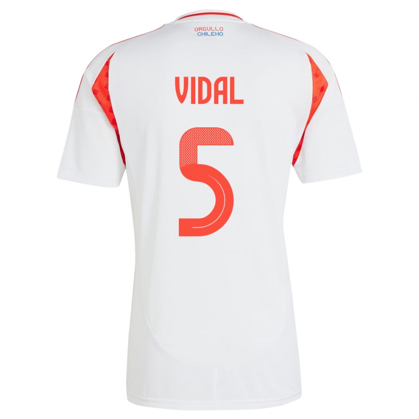 Niño Camiseta Chile Valentín Vidal #5 Blanco 2ª Equipación 24-26 La Camisa Perú