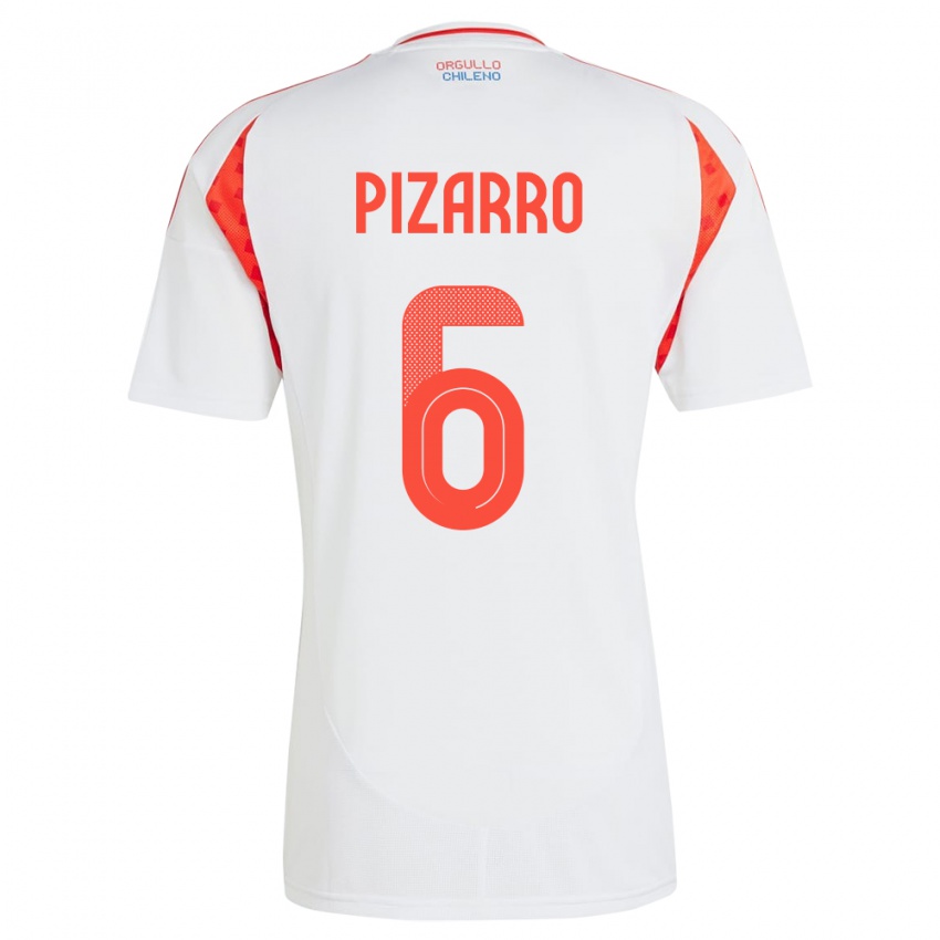 Niño Camiseta Chile Vicente Pizarro #6 Blanco 2ª Equipación 24-26 La Camisa Perú