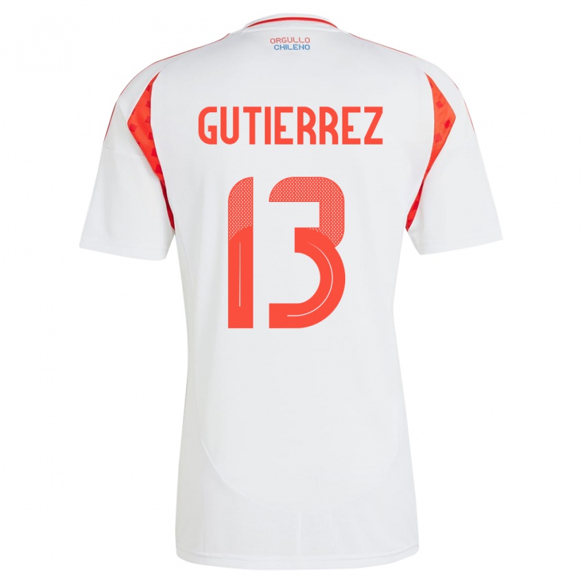 Niño Camiseta Chile Daniel Gutiérrez #13 Blanco 2ª Equipación 24-26 La Camisa Perú