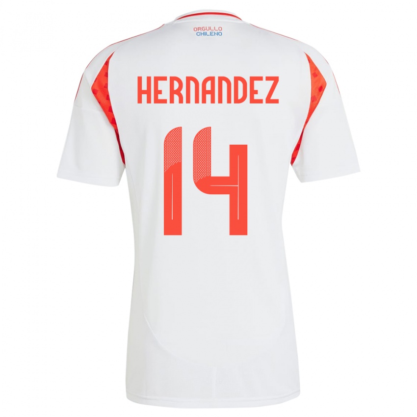 Niño Camiseta Chile Leandro Hernández #14 Blanco 2ª Equipación 24-26 La Camisa Perú