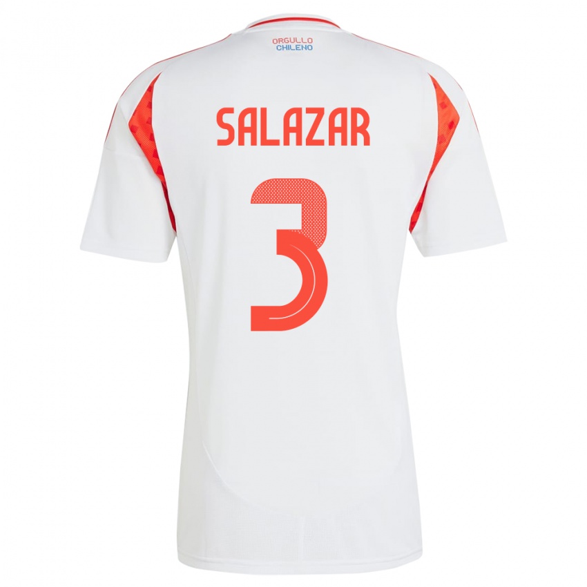 Niño Camiseta Chile Yahir Salazar #3 Blanco 2ª Equipación 24-26 La Camisa Perú