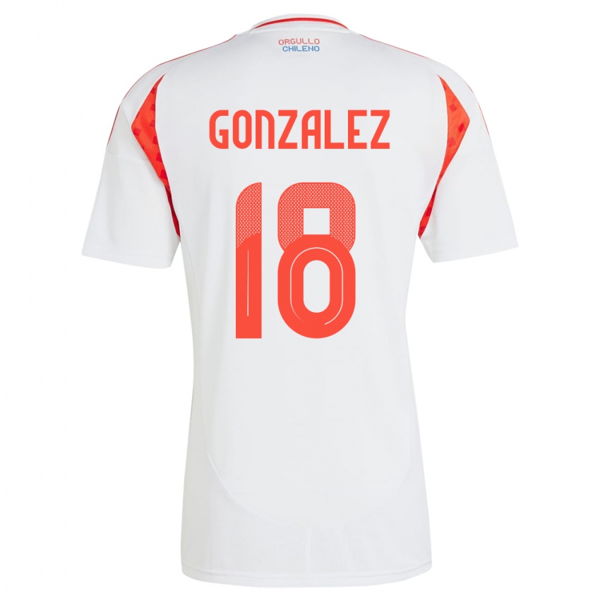 Niño Camiseta Chile Bryan González #18 Blanco 2ª Equipación 24-26 La Camisa Perú