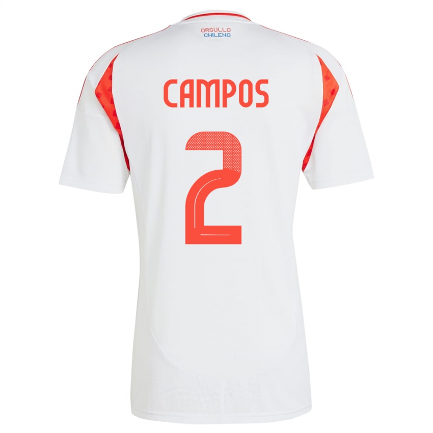 Niño Camiseta Chile Víctor Campos #2 Blanco 2ª Equipación 24-26 La Camisa Perú