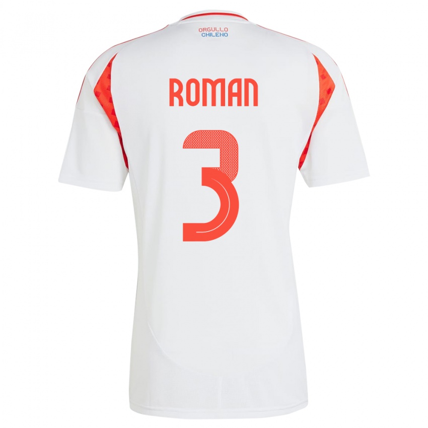 Niño Camiseta Chile Iván Román #3 Blanco 2ª Equipación 24-26 La Camisa Perú