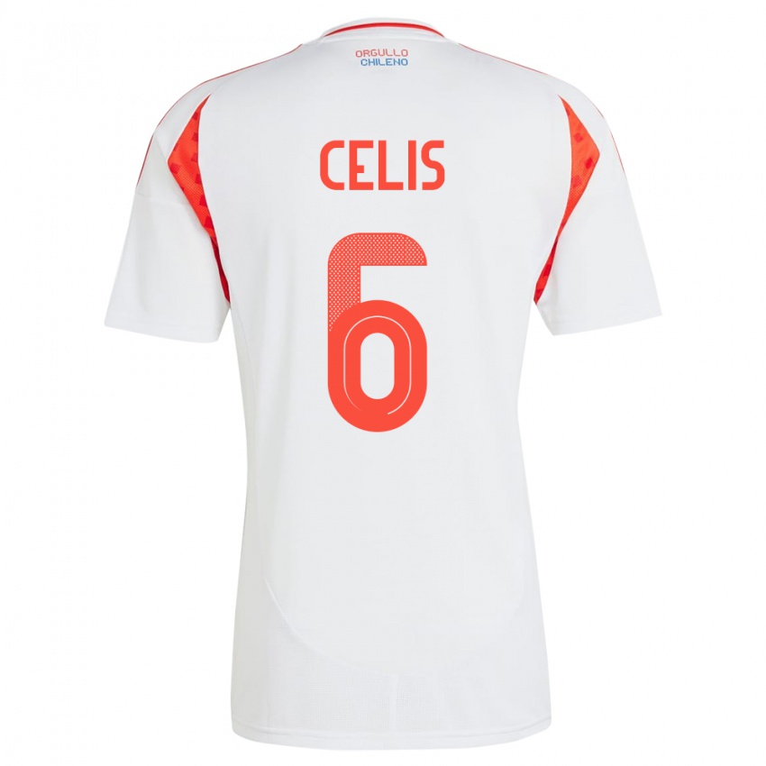 Niño Camiseta Chile Milovan Celis #6 Blanco 2ª Equipación 24-26 La Camisa Perú