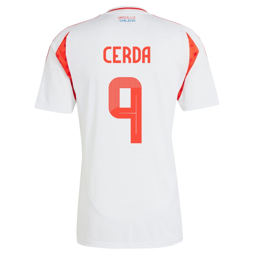 Niño Camiseta Chile Axel Cerda #9 Blanco 2ª Equipación 24-26 La Camisa Perú