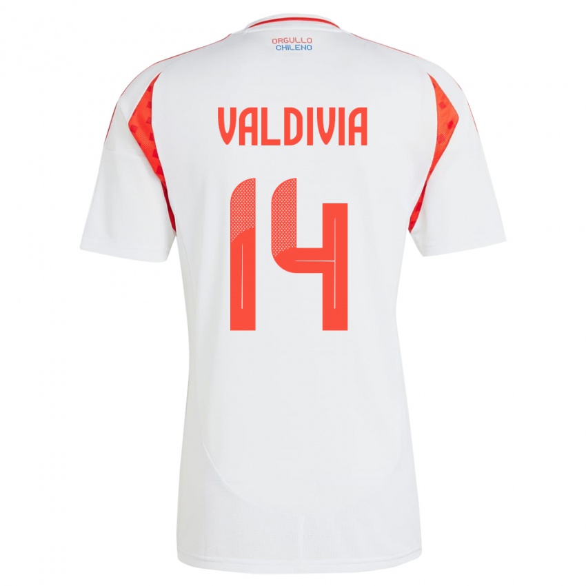 Niño Camiseta Chile Felipe Valdivia #14 Blanco 2ª Equipación 24-26 La Camisa Perú