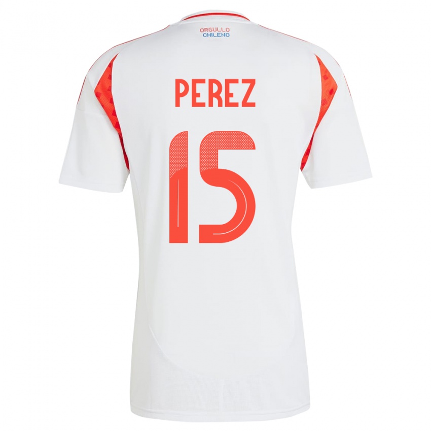 Niño Camiseta Chile Ignacio Pérez #15 Blanco 2ª Equipación 24-26 La Camisa Perú