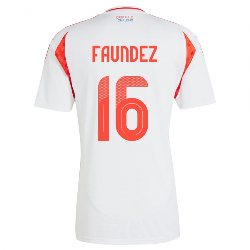 Niño Camiseta Chile Felipe Faúndez #16 Blanco 2ª Equipación 24-26 La Camisa Perú