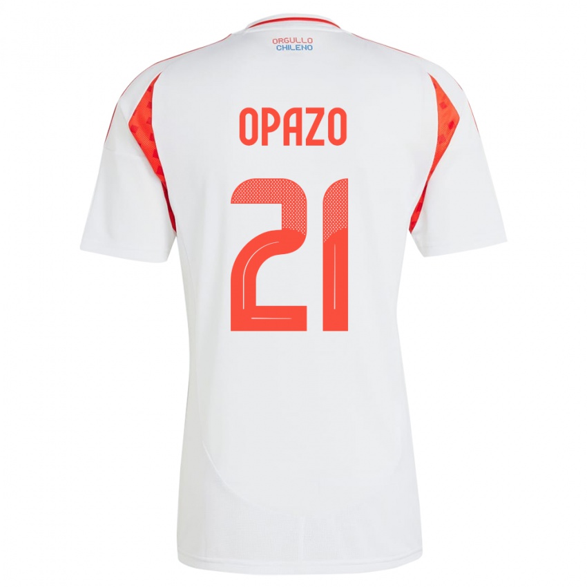 Niño Camiseta Chile Diego Opazo #21 Blanco 2ª Equipación 24-26 La Camisa Perú