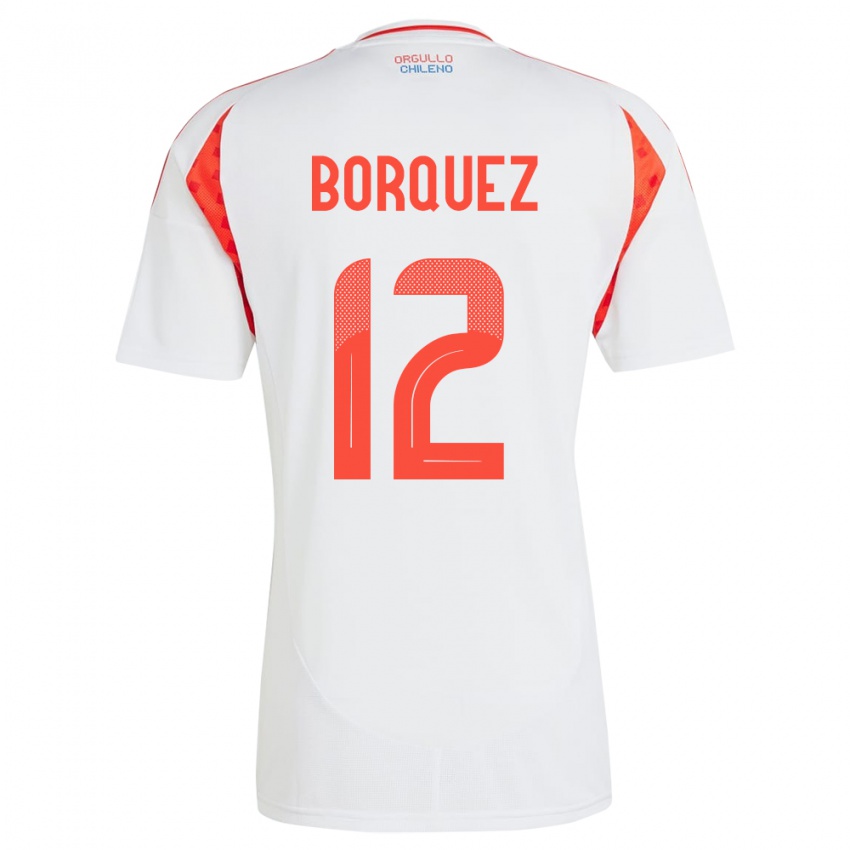 Niño Camiseta Chile Gabriela Bórquez #12 Blanco 2ª Equipación 24-26 La Camisa Perú