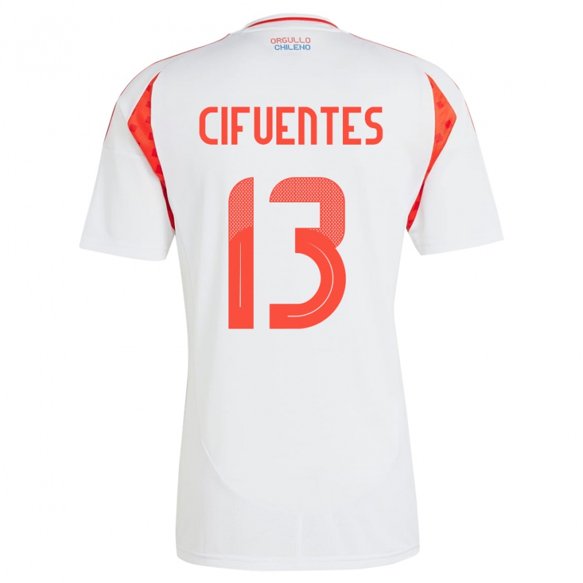 Niño Camiseta Chile Anaís Cifuentes #13 Blanco 2ª Equipación 24-26 La Camisa Perú