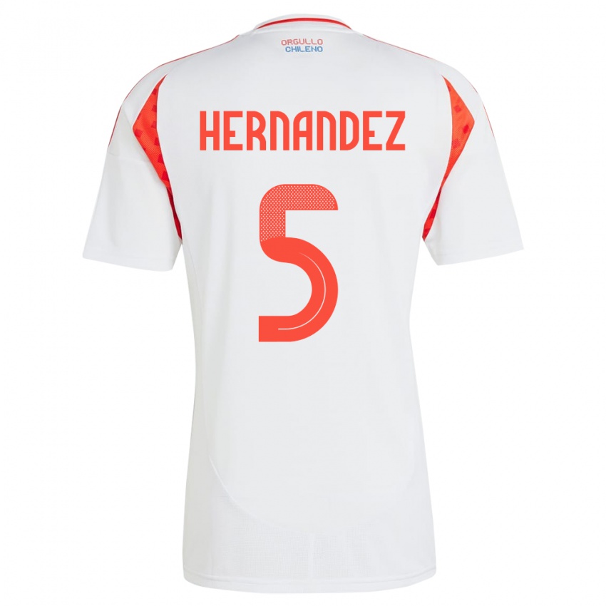 Niño Camiseta Chile Monserrat Hernández #5 Blanco 2ª Equipación 24-26 La Camisa Perú