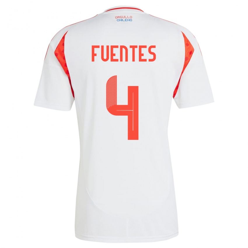 Niño Camiseta Chile Karen Fuentes #4 Blanco 2ª Equipación 24-26 La Camisa Perú