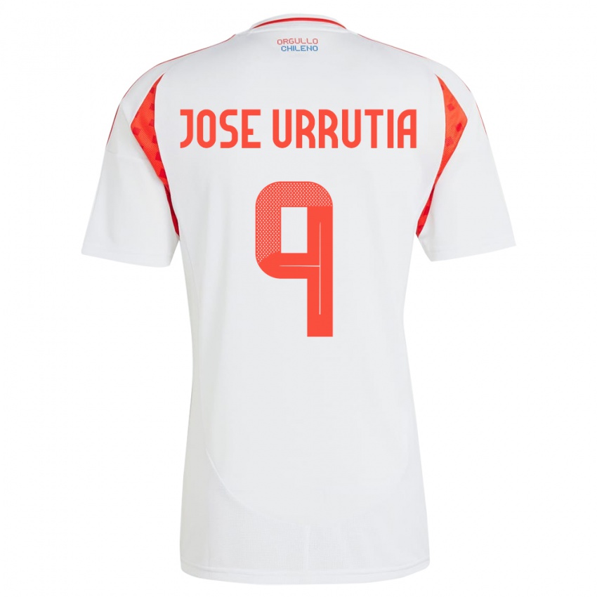 Niño Camiseta Chile María José Urrutia #9 Blanco 2ª Equipación 24-26 La Camisa Perú