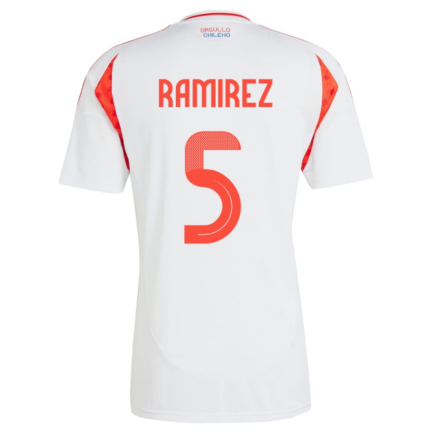 Niño Camiseta Chile Fernanda Ramírez #5 Blanco 2ª Equipación 24-26 La Camisa Perú