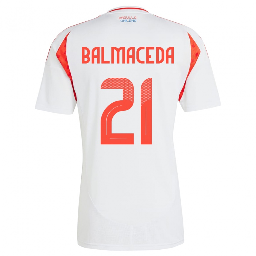 Niño Camiseta Chile Rosario Balmaceda #21 Blanco 2ª Equipación 24-26 La Camisa Perú