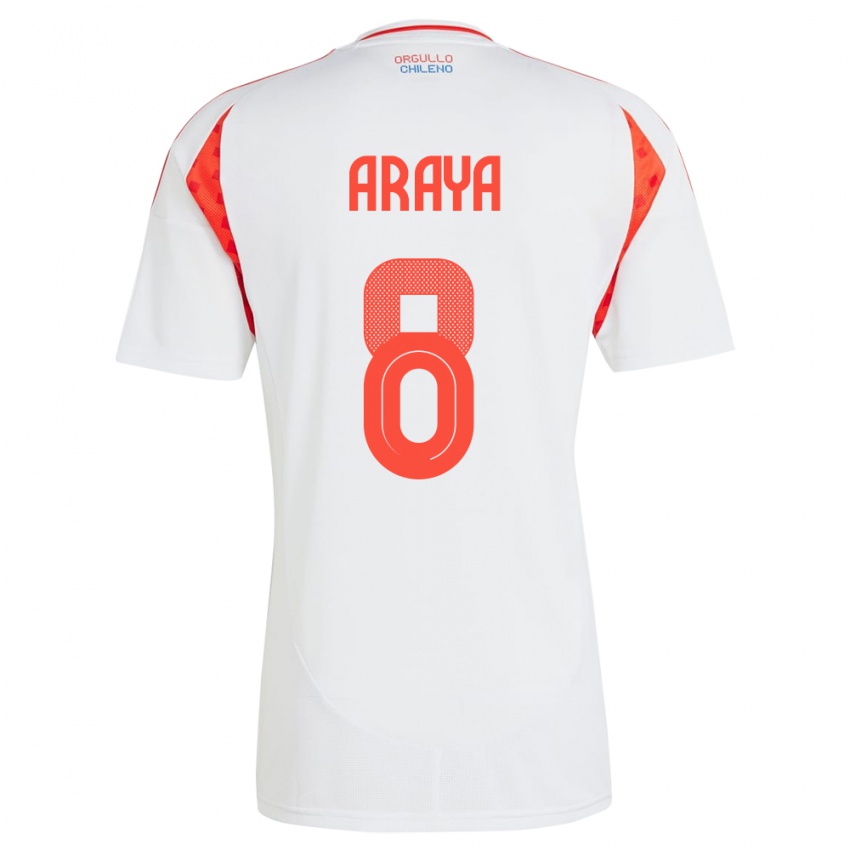 Niño Camiseta Chile Karen Araya #8 Blanco 2ª Equipación 24-26 La Camisa Perú