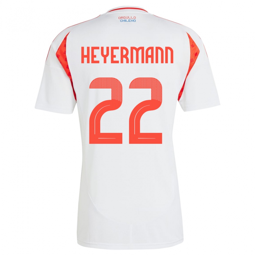 Niño Camiseta Chile Agustina Heyermann #22 Blanco 2ª Equipación 24-26 La Camisa Perú