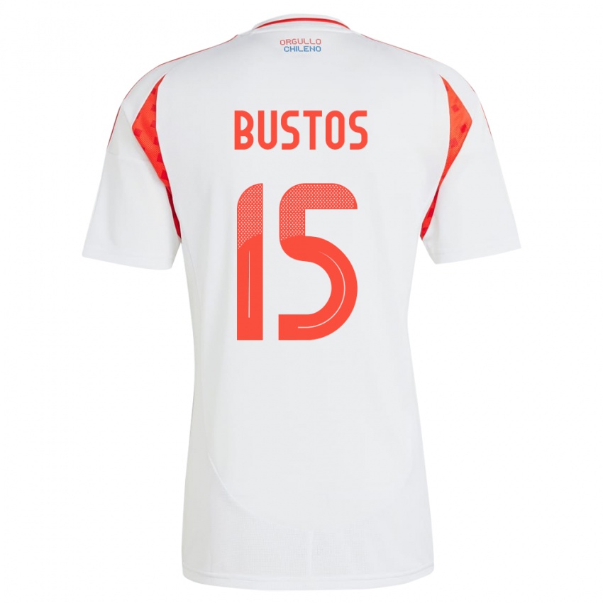 Niño Camiseta Chile Melissa Bustos #15 Blanco 2ª Equipación 24-26 La Camisa Perú