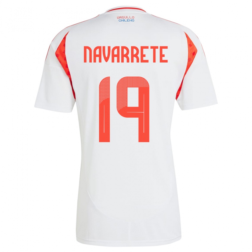 Niño Camiseta Chile Valentina Navarrete #19 Blanco 2ª Equipación 24-26 La Camisa Perú