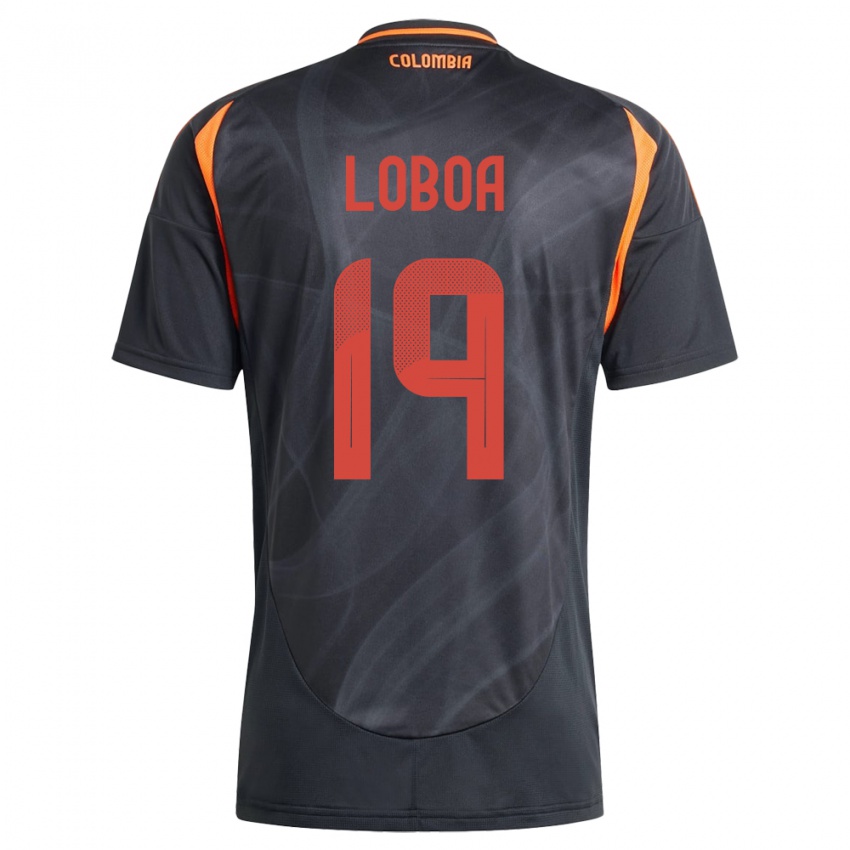 Niño Camiseta Colombia Valerin Loboa #19 Negro 2ª Equipación 24-26 La Camisa Perú