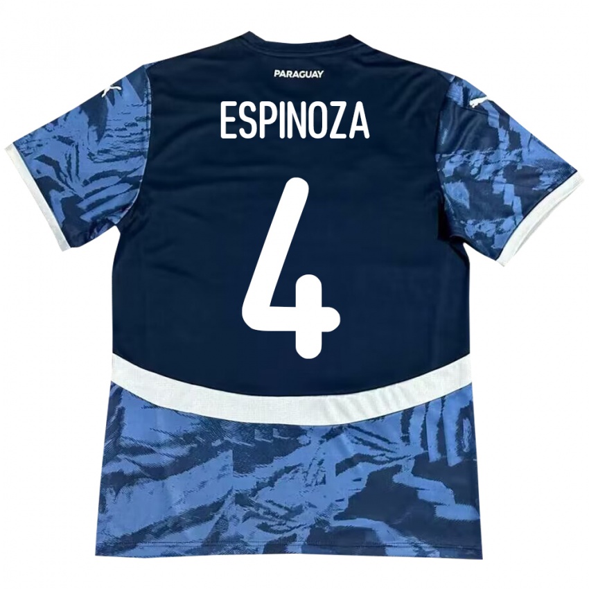 Niño Camiseta Paraguay Matías Espinoza #4 Azul 2ª Equipación 24-26 La Camisa Perú