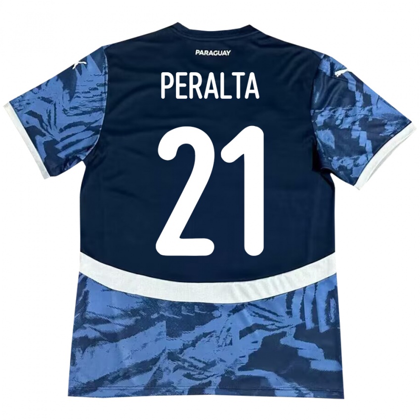 Niño Camiseta Paraguay Fabrizio Peralta #21 Azul 2ª Equipación 24-26 La Camisa Perú