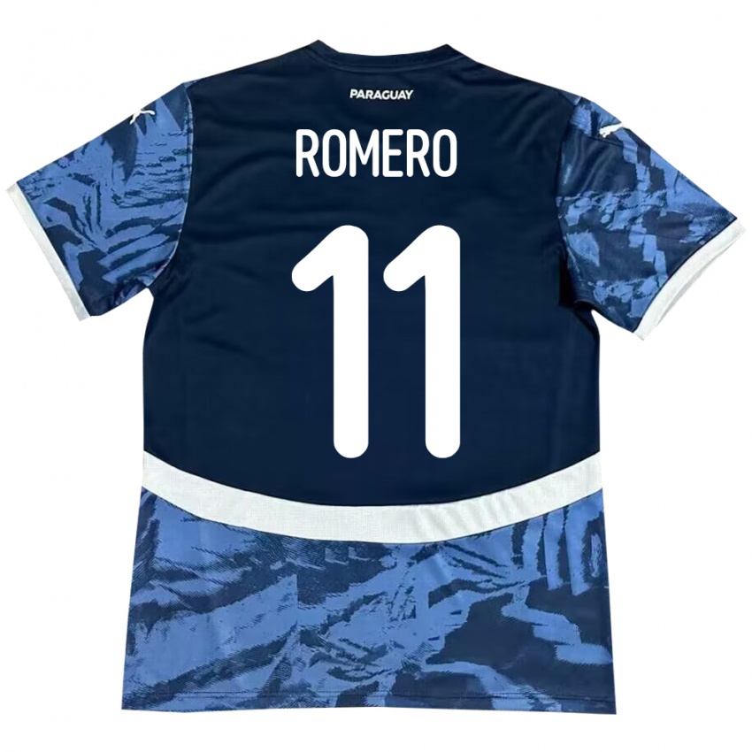 Niño Camiseta Paraguay Ángel Romero #11 Azul 2ª Equipación 24-26 La Camisa Perú