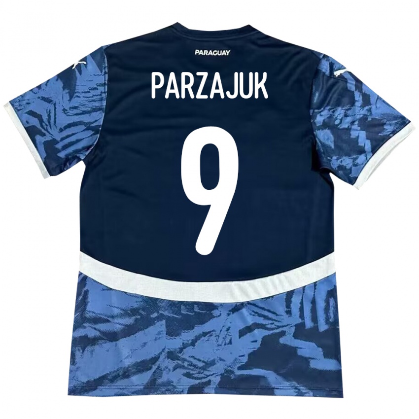 Niño Camiseta Paraguay Kevin Parzajuk #9 Azul 2ª Equipación 24-26 La Camisa Perú