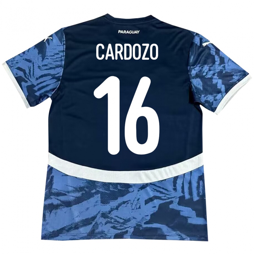 Niño Camiseta Paraguay Juan Cardozo #16 Azul 2ª Equipación 24-26 La Camisa Perú