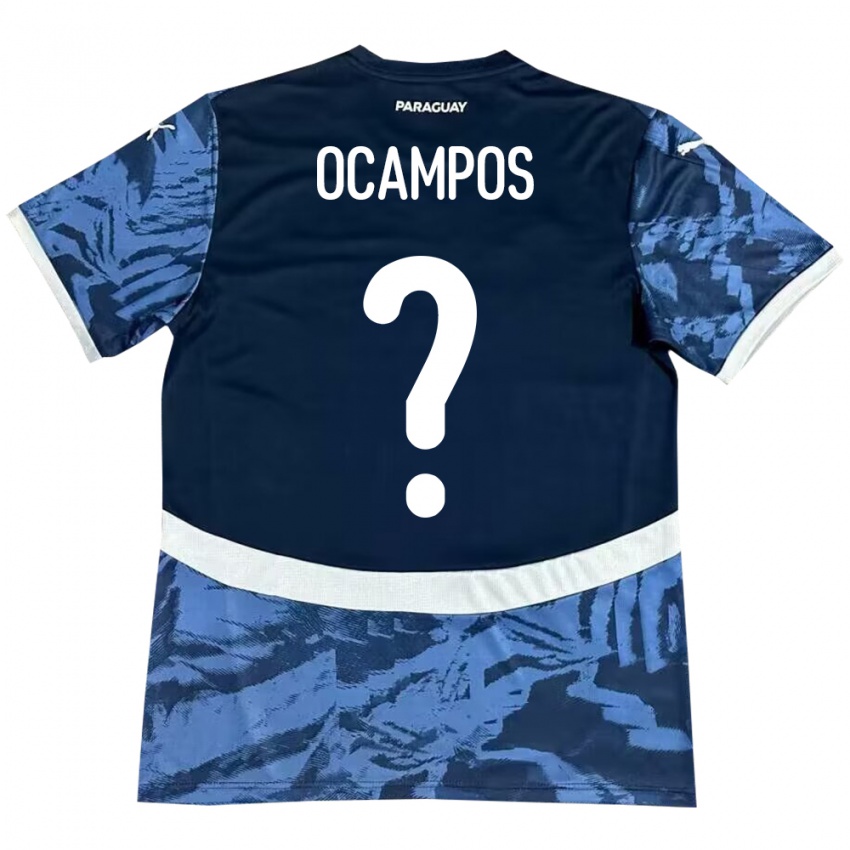 Niño Camiseta Paraguay Santiago Ocampos #0 Azul 2ª Equipación 24-26 La Camisa Perú