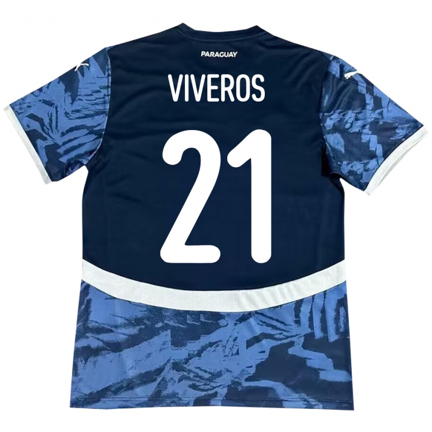 Niño Camiseta Paraguay Fernando Viveros #21 Azul 2ª Equipación 24-26 La Camisa Perú