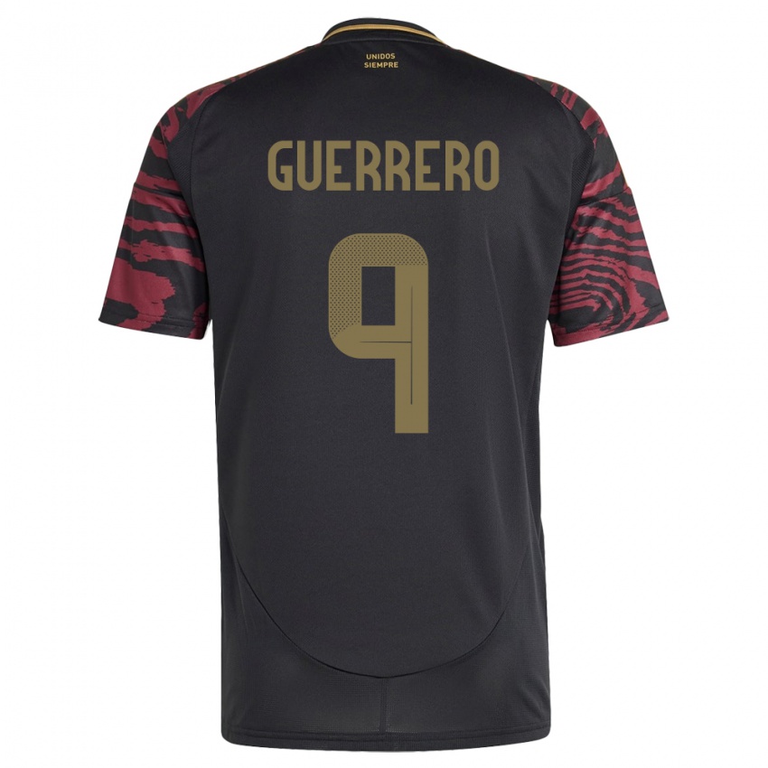 Niño Camiseta Perú Paolo Guerrero #9 Negro 2ª Equipación 24-26 La Camisa Perú