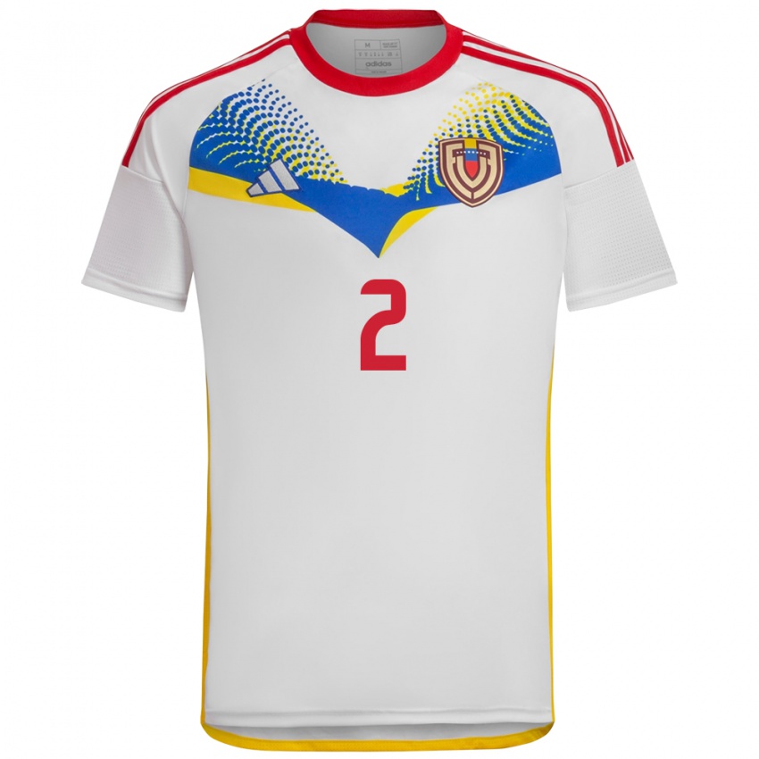 Niño Camiseta Venezuela Rafanny Mendoza #2 Blanco 2ª Equipación 24-26 La Camisa Perú