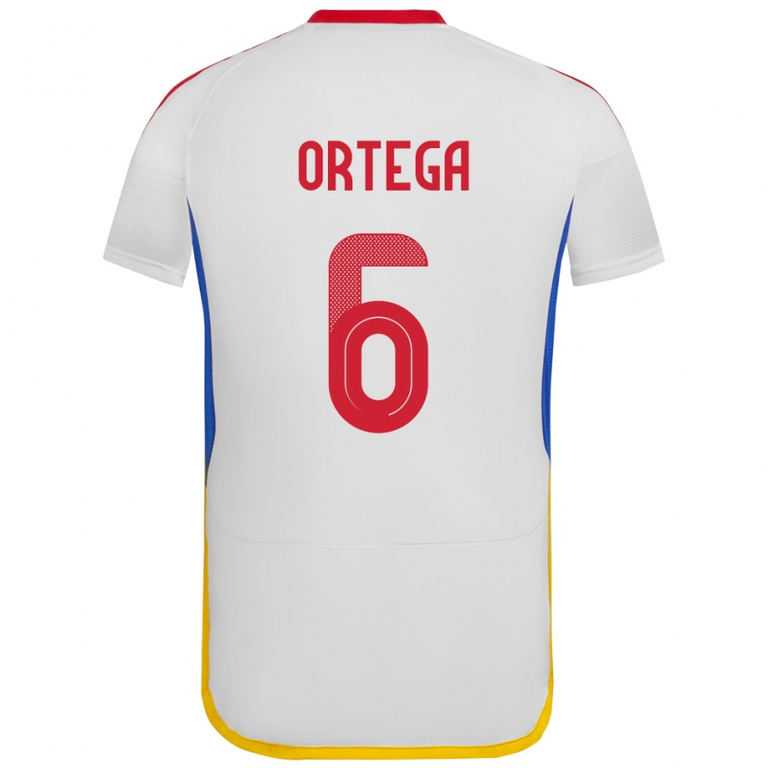 Niño Camiseta Venezuela Bryant Ortega #6 Blanco 2ª Equipación 24-26 La Camisa Perú