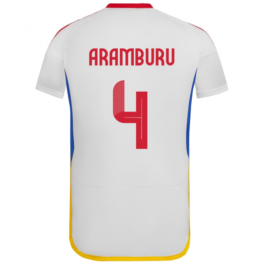 Niño Camiseta Venezuela Jon Aramburu #4 Blanco 2ª Equipación 24-26 La Camisa Perú