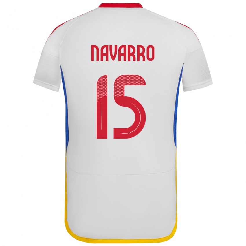 Niño Camiseta Venezuela Miguel Navarro #15 Blanco 2ª Equipación 24-26 La Camisa Perú