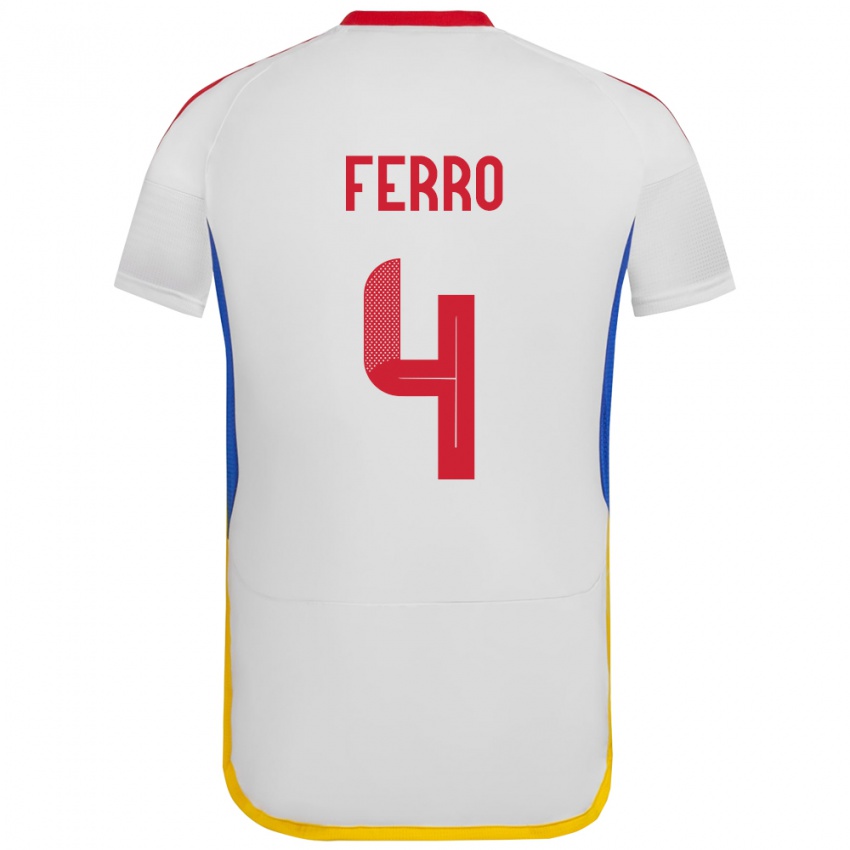 Niño Camiseta Venezuela Andrés Ferro #4 Blanco 2ª Equipación 24-26 La Camisa Perú