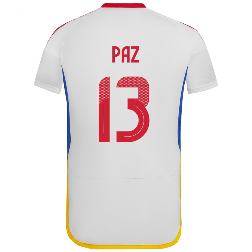 Niño Camiseta Venezuela Jesús Paz #13 Blanco 2ª Equipación 24-26 La Camisa Perú