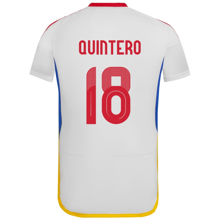 Niño Camiseta Venezuela Jesús Quintero #18 Blanco 2ª Equipación 24-26 La Camisa Perú