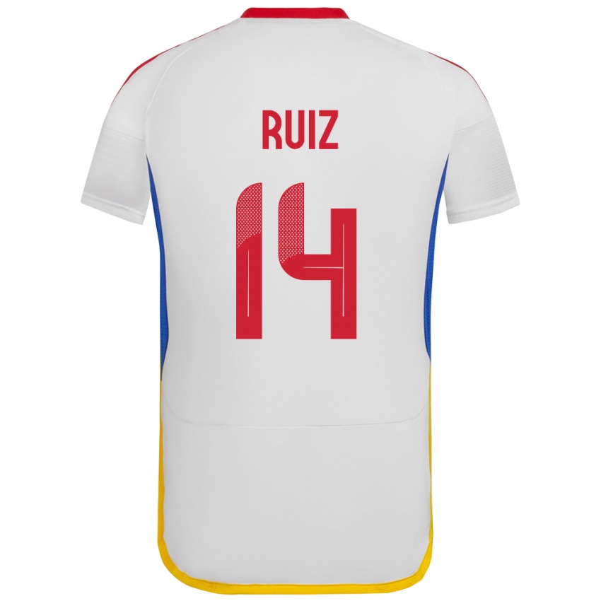 Niño Camiseta Venezuela Maicol Ruiz #14 Blanco 2ª Equipación 24-26 La Camisa Perú