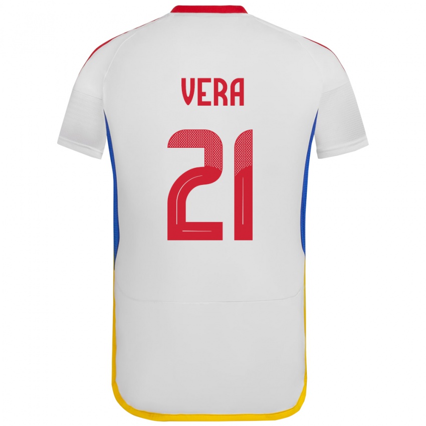 Niño Camiseta Venezuela Andry Vera #21 Blanco 2ª Equipación 24-26 La Camisa Perú