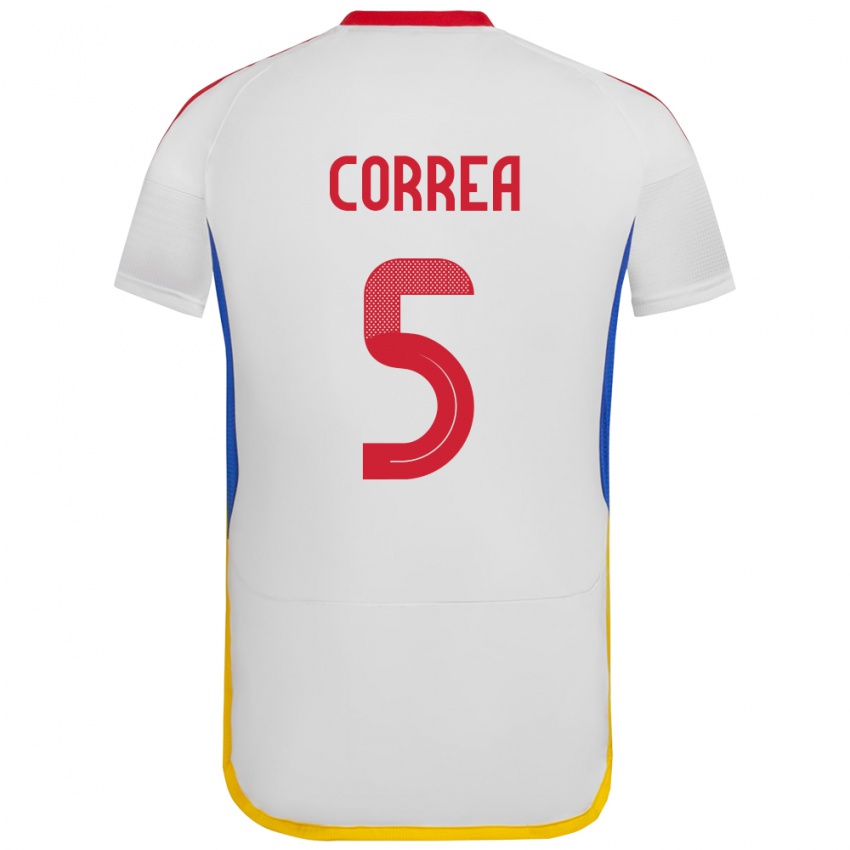 Niño Camiseta Venezuela José Correa #5 Blanco 2ª Equipación 24-26 La Camisa Perú