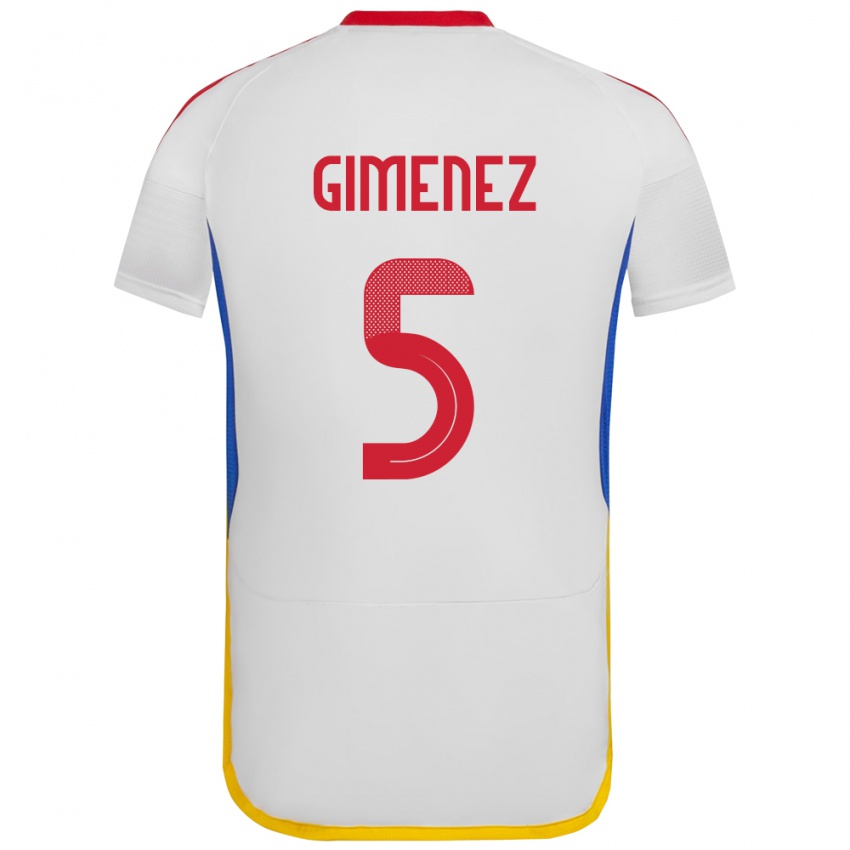 Niño Camiseta Venezuela Yenifer Giménez #5 Blanco 2ª Equipación 24-26 La Camisa Perú