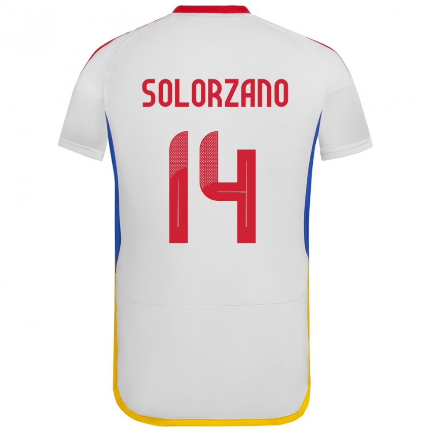 Niño Camiseta Venezuela Fabiola Solórzano #14 Blanco 2ª Equipación 24-26 La Camisa Perú