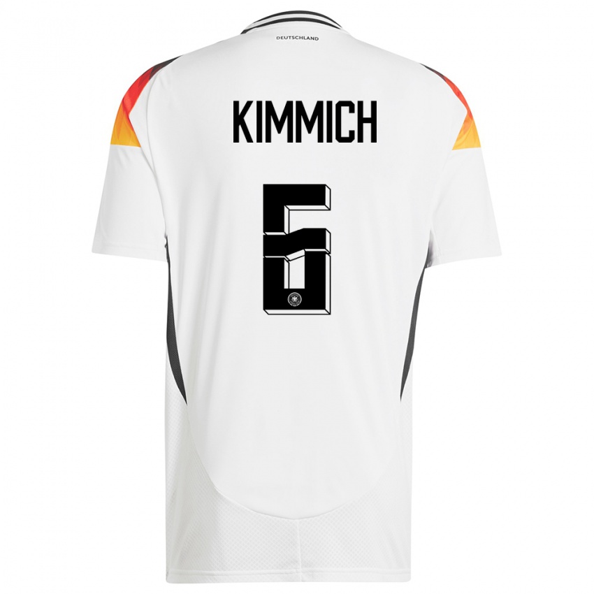 Hombre Camiseta Alemania Joshua Kimmich #6 Blanco 1ª Equipación 24-26 La Camisa Perú