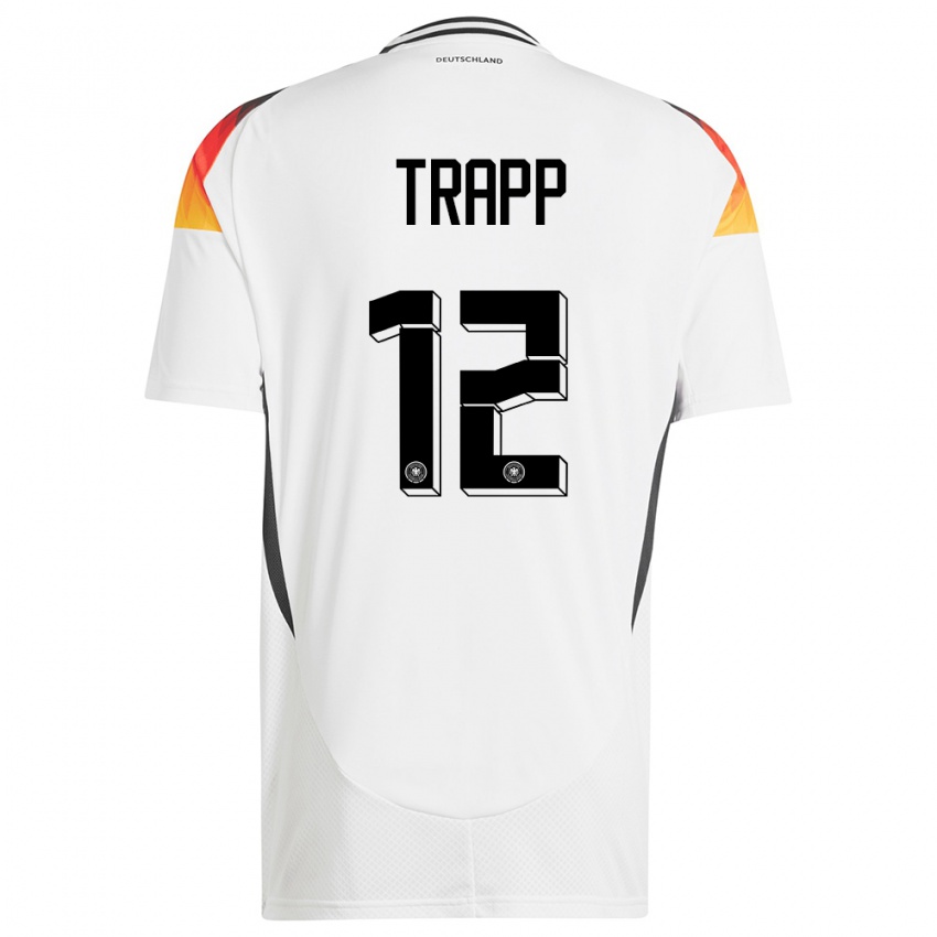 Hombre Camiseta Alemania Kevin Trapp #12 Blanco 1ª Equipación 24-26 La Camisa Perú