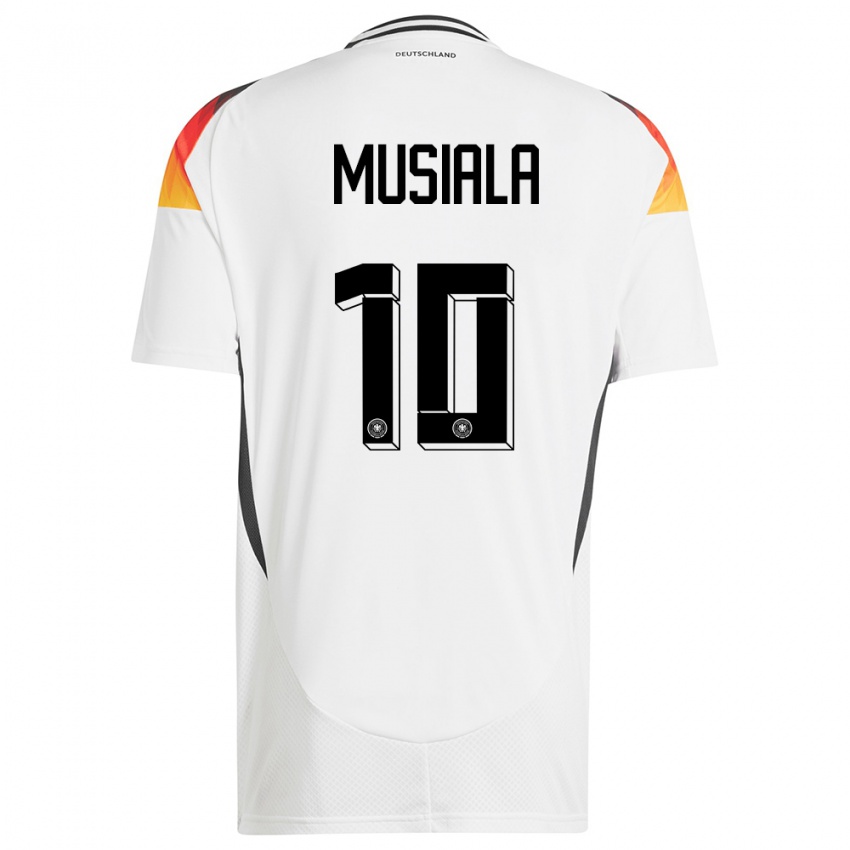 Hombre Camiseta Alemania Jamal Musiala #10 Blanco 1ª Equipación 24-26 La Camisa Perú